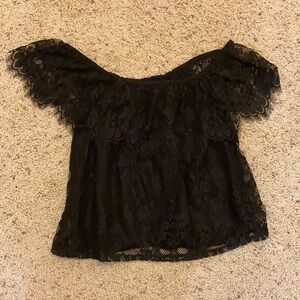 Hollister black lace off the shoulder crop top